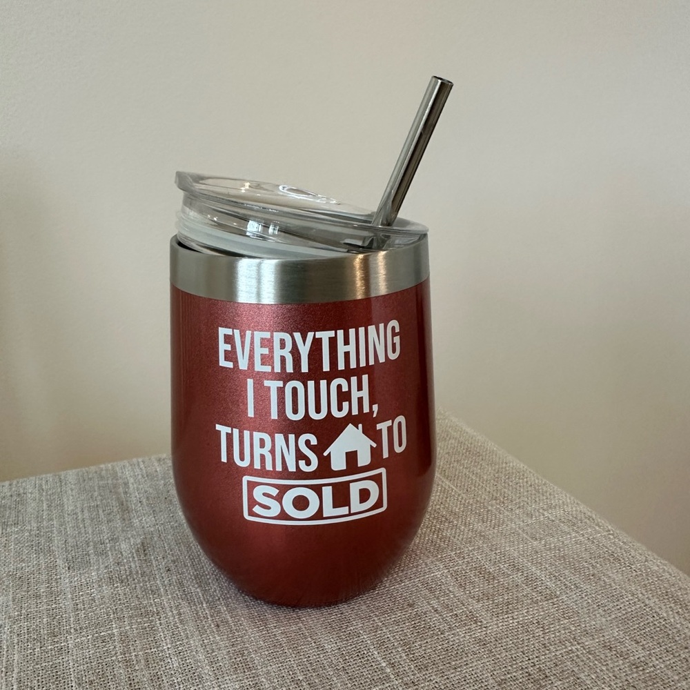 Red Metal Tumbler with Metal Straw